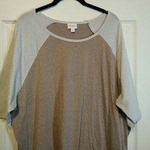 LuLaRoe 3x Irma heathered light blue and mushroom